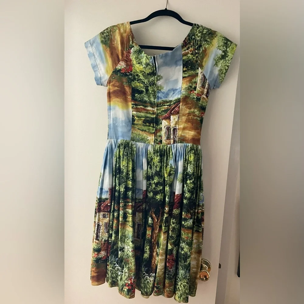 Vintage Bernie Dexter Cottage Country Print Dress Women's Size Medium - Picture 2 of 6